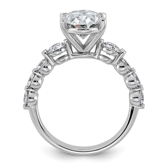 14kw 4ct Cert Oval Ctr Lab Grown Dia VS+ F+ w/ Round Sides Comp Ring