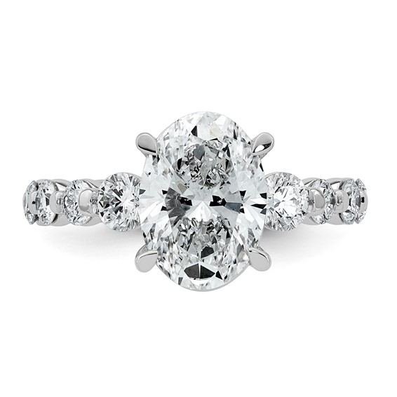 14kw 4ct Cert Oval Ctr Lab Grown Dia VS+ F+ w/ Round Sides Comp Ring