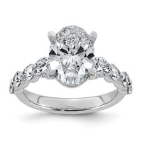 14K White Gold 4ct Cert Oval Ctr Lab Grown Dia VS+ F+ Ring with Round Sides Comp view 1