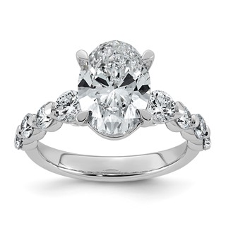 14kw 4ct Cert Oval Ctr Lab Grown Dia VS+ F+ w/ Round Sides Comp Ring