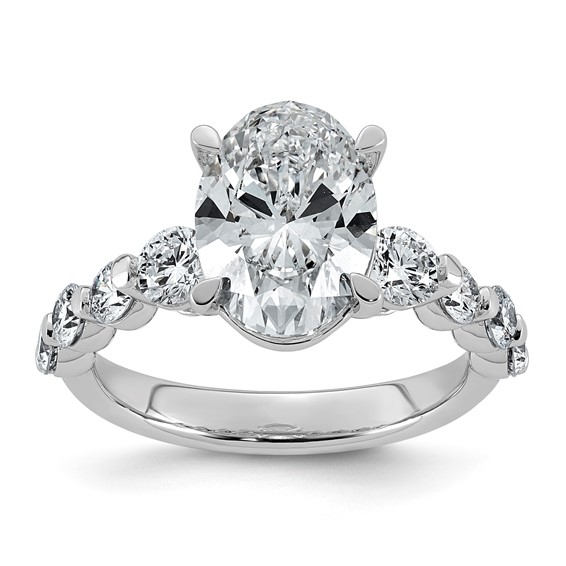 14kw 4ct Cert Oval Ctr Lab Grown Dia VS+ F+ w/ Round Sides Comp Ring