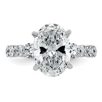 14K White Gold 5ct Cert Oval Ctr Lab Grown Dia VS+ F+ Ring with Round Sides Comp view 4