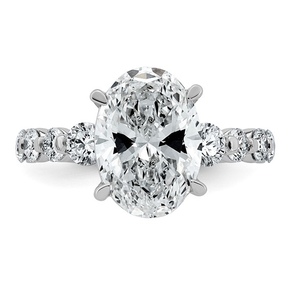 14kw 5ct Cert Oval Ctr Lab Grown Dia VS+ F+ w/ Round Sides Comp Ring