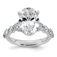 14K White Gold 5ct Cert Oval Ctr Lab Grown Dia VS+ F+ Ring with Round Sides Comp view 1