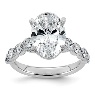 14kw 5ct Cert Oval Ctr Lab Grown Dia VS+ F+ w/ Round Sides Comp Ring