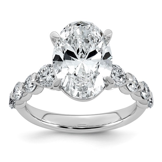 14kw 5ct Cert Oval Ctr Lab Grown Dia VS+ F+ w/ Round Sides Comp Ring