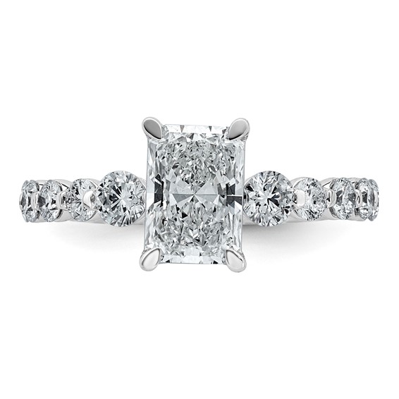 14kw 2 1/3ct Cert Radiant LabGrown Dia VS+ F+ w/ Round Sides Comp Ring