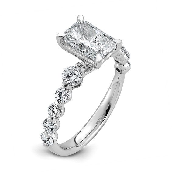 14kw 2 1/3ct Cert Radiant LabGrown Dia VS+ F+ w/ Round Sides Comp Ring