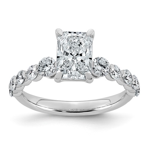 14K White Gold 2.33ct Cert Radiant LabGrown Dia VS+ F+ Ring with Round Sides Comp