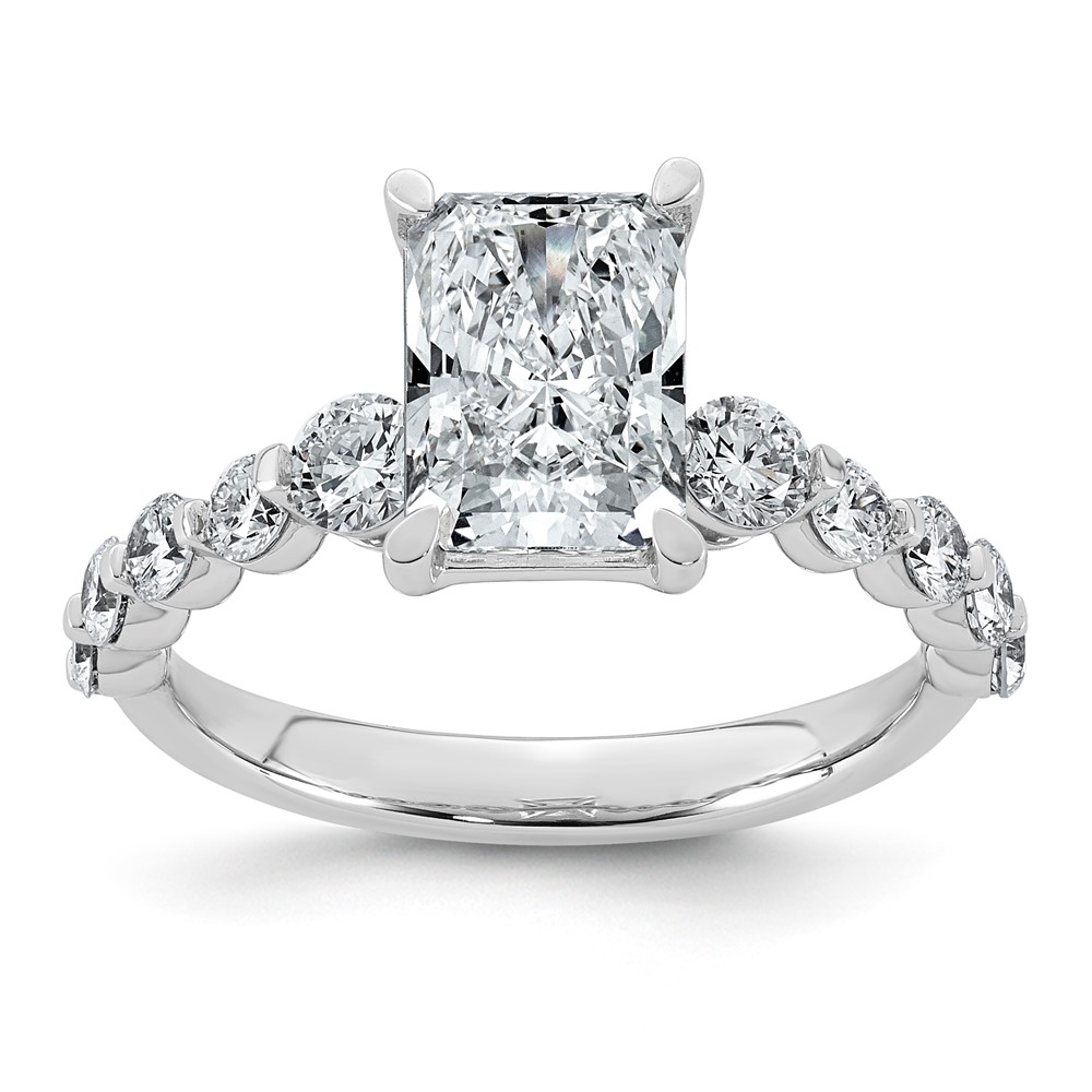 14K White Gold 2.75ct Cert Radiant LabGrown Dia VS+ F+ Ring with Round Sides Comp