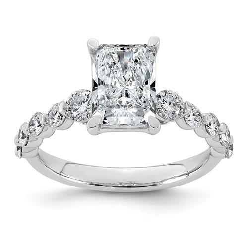 14K White Gold 2.75ct Cert Radiant LabGrown Dia VS+ F+ Ring with Round Sides Comp