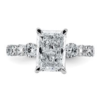 14K White Gold 4ct Cert. Radiant Ctr LabGrown Dia VS+ F+ Ring with Round Sides Comp view 4
