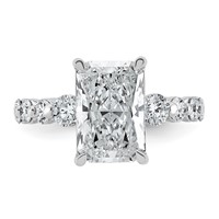14K White Gold 5ct Cert. Radiant Ctr LabGrown Dia VS+ F+ Ring with Round Sides Comp view 4