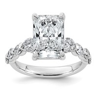 14K White Gold 5ct Cert. Radiant Ctr LabGrown Dia VS+ F+ Ring with Round Sides Comp view 1