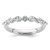 14K White Gold 0.62ct Lab Grown Dia VS+ F+ Pear Shape Stones Comp Wedding Band view 1