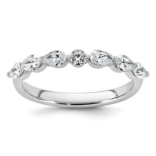 14K White Gold 0.62ct Lab Grown Dia VS+ F+ Pear Shape Stones Comp Wedding Band