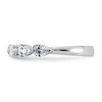 14K White Gold 0.88ct Lab Grown Dia VS+ F+ Pear Shape Stones Comp Wedding Band view 3