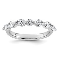 14K White Gold 0.88ct Lab Grown Dia VS+ F+ Pear Shape Stones Comp Wedding Band view 1