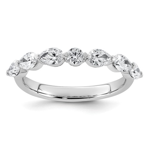 14K White Gold 0.88ct Lab Grown Dia VS+ F+ Pear Shape Stones Comp Wedding Band