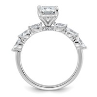 14K White Gold 2.12ct Cert Radiant Ctr Lab Grown Dia VS+ F+ Ring with Pear Sides Comp view 2