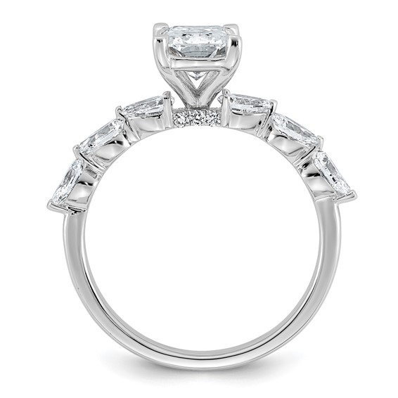 14kw 2 1/8ct Cert Radiant Ctr Lab Grown Dia VS+ F+ w/ Pear Sides Comp Ring