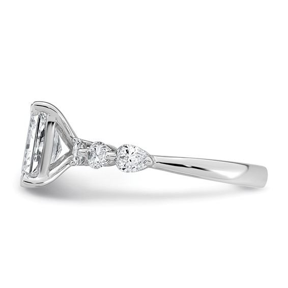 14kw 2 1/8ct Cert Radiant Ctr Lab Grown Dia VS+ F+ w/ Pear Sides Comp Ring