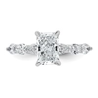 14K White Gold 2.12ct Cert Radiant Ctr Lab Grown Dia VS+ F+ Ring with Pear Sides Comp view 4