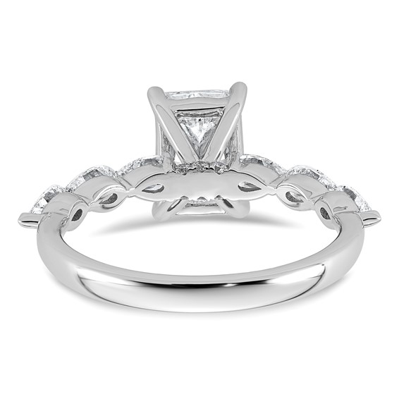 14kw 2 1/8ct Cert Radiant Ctr Lab Grown Dia VS+ F+ w/ Pear Sides Comp Ring