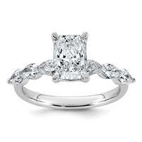 14K White Gold 2.12ct Cert Radiant Ctr Lab Grown Dia VS+ F+ Ring with Pear Sides Comp view 1