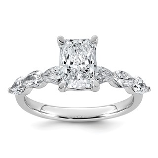 14kw 2 1/8ct Cert Radiant Ctr Lab Grown Dia VS+ F+ w/ Pear Sides Comp Ring