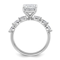 14K White Gold 2.62ct Cert Radiant Ctr LabGrown Dia VS+ F+ Ring with Pear Sides Comp view 2