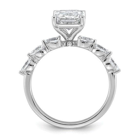 14kw 2 5/8ct Cert Radiant Ctr LabGrown Dia VS+ F+ w/ Pear Sides Comp Ring
