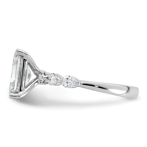 14kw 2 5/8ct Cert Radiant Ctr LabGrown Dia VS+ F+ w/ Pear Sides Comp Ring