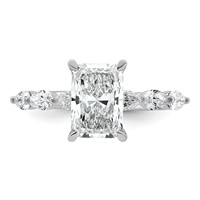 14K White Gold 2.62ct Cert Radiant Ctr LabGrown Dia VS+ F+ Ring with Pear Sides Comp view 4