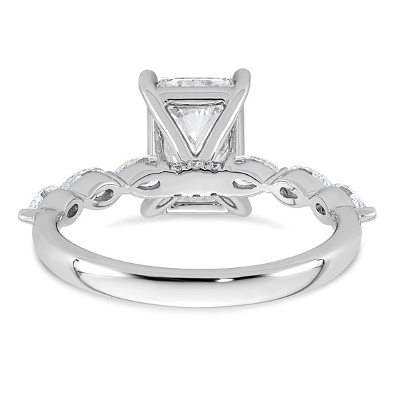 14kw 2 5/8ct Cert Radiant Ctr LabGrown Dia VS+ F+ w/ Pear Sides Comp Ring