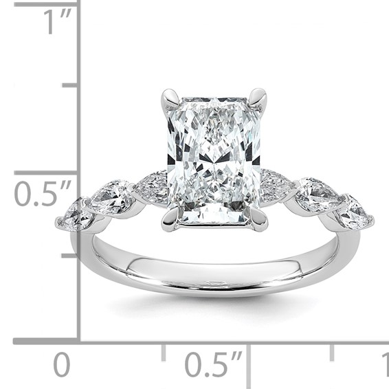 14kw 2 5/8ct Cert Radiant Ctr LabGrown Dia VS+ F+ w/ Pear Sides Comp Ring