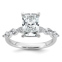 14K White Gold 2.62ct Cert Radiant Ctr LabGrown Dia VS+ F+ Ring with Pear Sides Comp view 1