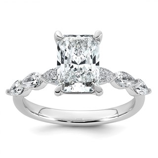 14kw 2 5/8ct Cert Radiant Ctr LabGrown Dia VS+ F+ w/ Pear Sides Comp Ring