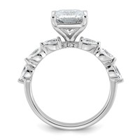 14K White Gold 3.88ct Cert Radiant Ctr LabGrown Dia VS+ F+ Ring with Pear Sides Comp view 2