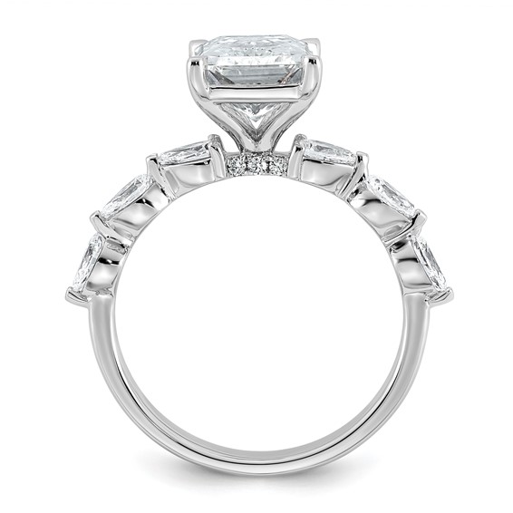 14kw 3 7/8ct Cert Radiant Ctr LabGrown Dia VS+ F+ w/ Pear Sides Comp Ring