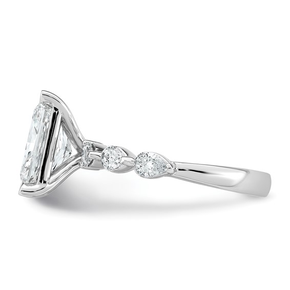 14kw 3 7/8ct Cert Radiant Ctr LabGrown Dia VS+ F+ w/ Pear Sides Comp Ring