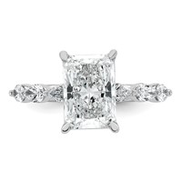 14K White Gold 3.88ct Cert Radiant Ctr LabGrown Dia VS+ F+ Ring with Pear Sides Comp view 4