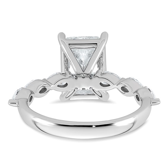 14kw 3 7/8ct Cert Radiant Ctr LabGrown Dia VS+ F+ w/ Pear Sides Comp Ring