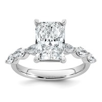 14K White Gold 3.88ct Cert Radiant Ctr LabGrown Dia VS+ F+ Ring with Pear Sides Comp view 1