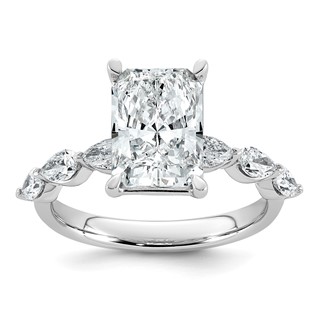 14kw 3 7/8ct Cert Radiant Ctr LabGrown Dia VS+ F+ w/ Pear Sides Comp Ring