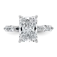 14K White Gold 4.88ct Cert Radiant Ctr LabGrown Dia VS+ F+ Ring with Pear Sides Comp view 4