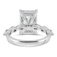 14K White Gold 4.88ct Cert Radiant Ctr LabGrown Dia VS+ F+ Ring with Pear Sides Comp view 5