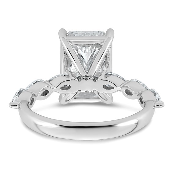 14kw 4 7/8ct Cert Radiant Ctr LabGrown Dia VS+ F+ w/ Pear Sides Comp Ring
