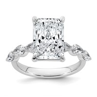 14K White Gold 4.88ct Cert Radiant Ctr LabGrown Dia VS+ F+ Ring with Pear Sides Comp view 1