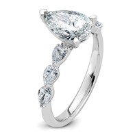 14K White Gold 2.12ct Cert Pear Ctr Lab Grown Dia VS+ F+ Ring with Pear Sides Comp view 4
